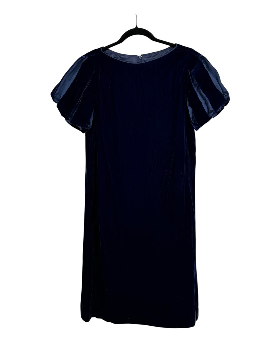 Women’s Vintage Victor Costa Size 10 Blue Velvet Dress w Snow White Sleeves